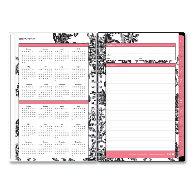 Blue Sky Analeis Create-Your-Own Cover Weekly/Monthly Planner, Floral Artwork, 8 x 5, White/Black/Coral, 12-Month (Jan to Dec): 2023