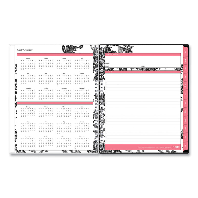 Blue Sky Analeis Create-Your-Own Cover Weekly/Monthly Planner, Floral Artwork, 11 x 8.5, White/Black/Coral, 12-Month (Jan-Dec): 2023