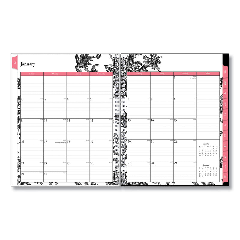 Blue Sky Analeis Create-Your-Own Cover Weekly/Monthly Planner, Floral Artwork, 11 x 8.5, White/Black/Coral, 12-Month (Jan-Dec): 2023
