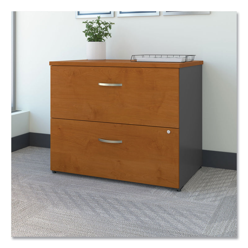 Bush Series C Lateral File, 2 Legal/Letter/A4/A5-Size File Drawers, Natural Cherry/Graphite Gray, 35.75" x 23.38" x 29.88"