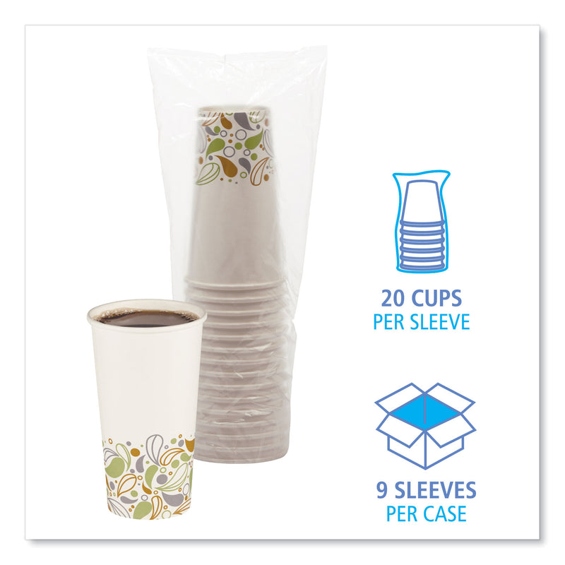 Boardwalk Convenience Pack Paper Hot Cups, 20 oz, Deerfield Print, 9 Cups/Sleeve, 15 Sleeves/Carton