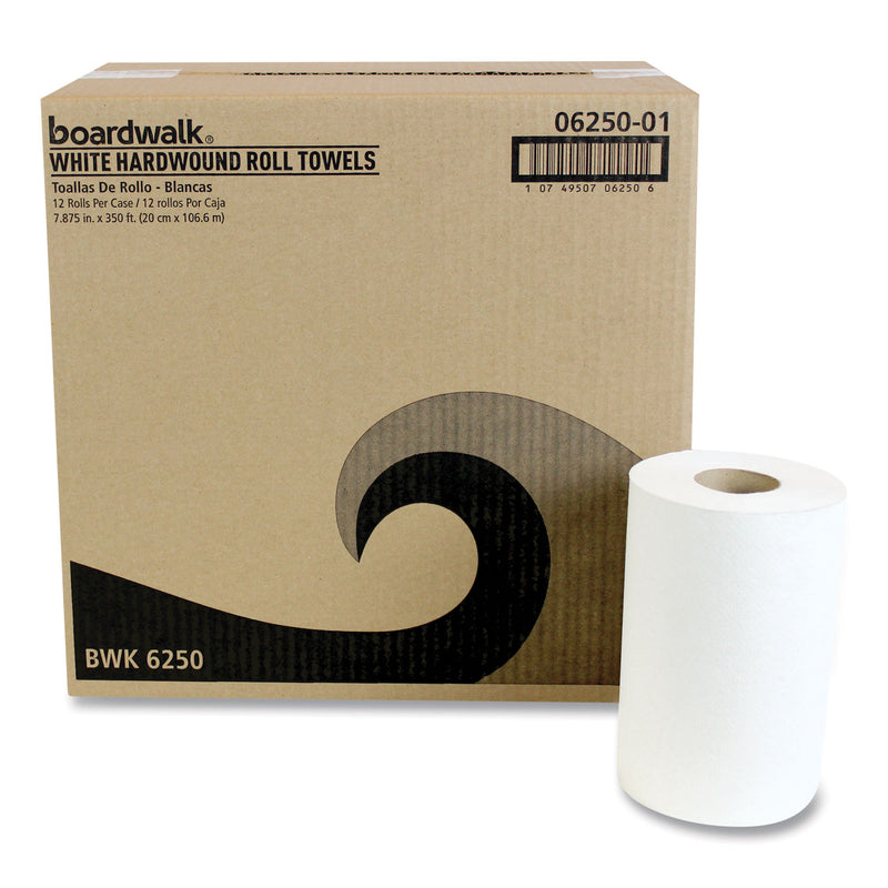 Boardwalk Hardwound Paper Towels, Nonperforated, 1-Ply, 8" x 350 ft, White, 12 Rolls/Carton