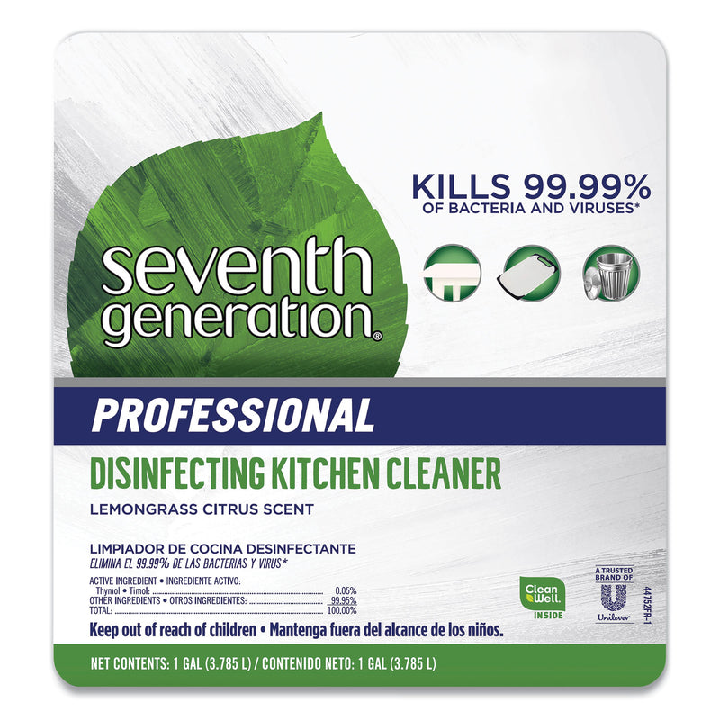 Seventh Generation Disinfecting Kitchen Cleaner, Lemongrass Citrus, 1 gal Bottle