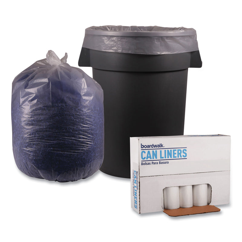 Boardwalk Low Density Repro Can Liners, 60 gal, 1.1 mil, 38" x 58", Clear, 10 Bags/Roll, 10 Rolls/Carton