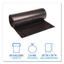 Boardwalk Low Density Repro Can Liners, 60 gal, 2 mil, 38" x 58", Black, 10 Bags/Roll, 10 Rolls/Carton