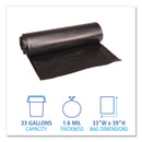Boardwalk Low Density Repro Can Liners, 33 gal, 1.6 mil, 33" x 39", Black, 10 Bags/Roll, 10 Rolls/Carton