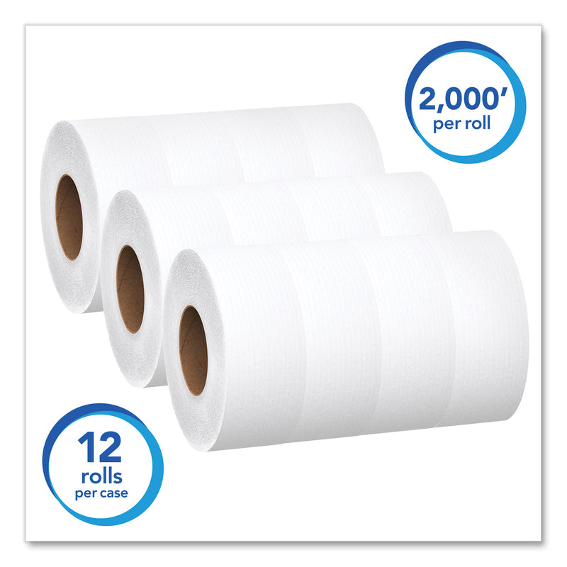 Scott Essential JRT Jumbo Roll Bathroom Tissue, Septic Safe, 1-Ply, White, 3.55" x 2,000 ft, 12 Rolls/Carton