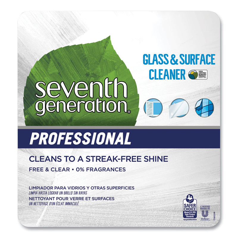 Seventh Generation Glass and Surface Cleaner, Free and Clear, 1 gal Bottle, 2/Carton