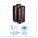 Boardwalk Low Density Repro Can Liners, 56 gal, 1.6 mil, 43" x 47", Black, 10 Bags/Roll, 10 Rolls/Carton