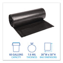Boardwalk Low Density Repro Can Liners, 60 gal, 1.6 mil, 38" x 58", Black, 10 Bags/Roll, 10 Rolls/Carton