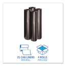 Boardwalk Low Density Repro Can Liners, 45 gal, 1 mil, 40" x 48", Black, 10 Bags/Roll, 10 Rolls/Carton