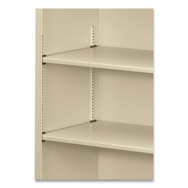 HON Metal Bookcase, Three-Shelf, 34.5w x 12.63d x 41h, Putty