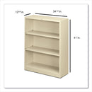 HON Metal Bookcase, Three-Shelf, 34.5w x 12.63d x 41h, Putty