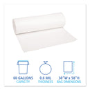 Boardwalk Low-Density Waste Can Liners, 60 gal, 0.6 mil, 38" x 58", White, 100/Carton