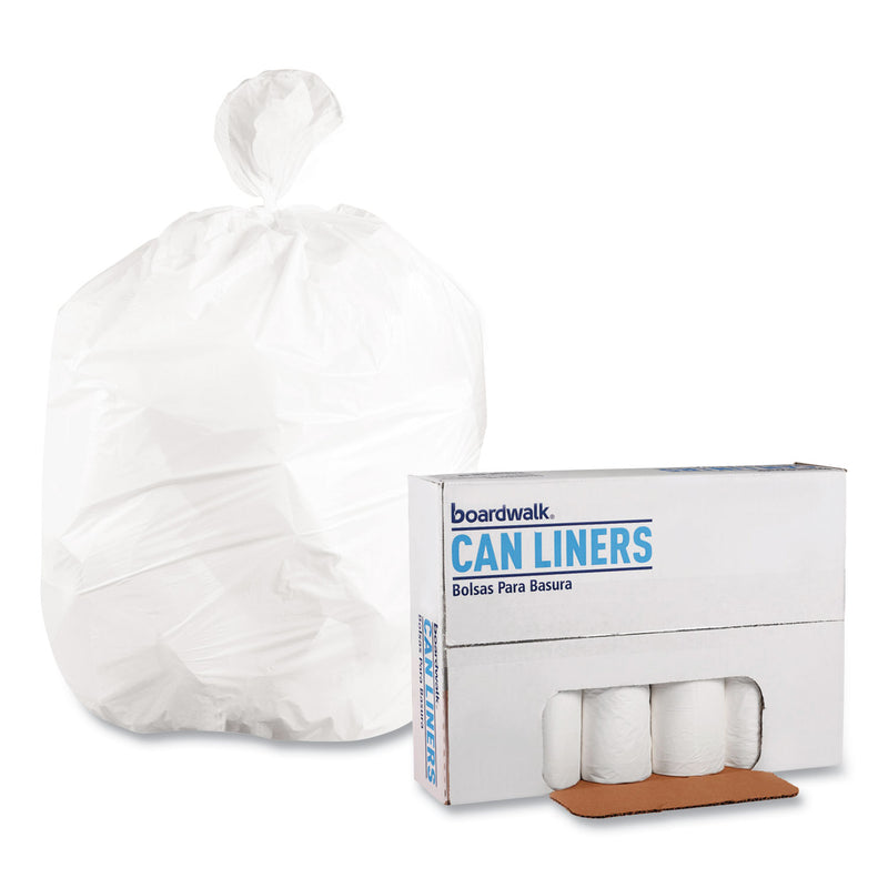 Boardwalk Low-Density Waste Can Liners, 60 gal, 0.6 mil, 38" x 58", White, 100/Carton