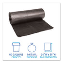 Boardwalk Low-Density Waste Can Liners, 60 gal, 0.65 mil, 38" x 58", Black, 100/Carton