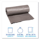 Boardwalk Low-Density Waste Can Liners, 30 gal, 0.95 mil, 30" x 36", Gray, 100/Carton