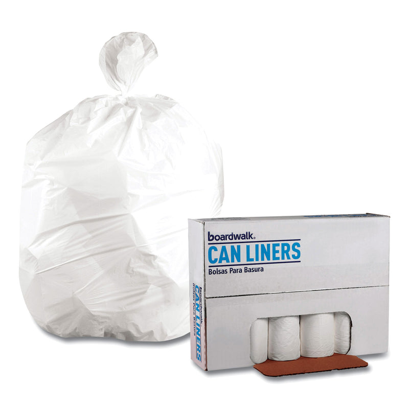 Boardwalk Low-Density Waste Can Liners, 45 gal, 0.6 mil, 40" x 46", White, 100/Carton