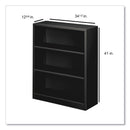 HON Metal Bookcase, Three-Shelf, 34.5w x 12.63d x 41h, Black