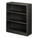 HON Metal Bookcase, Three-Shelf, 34.5w x 12.63d x 41h, Charcoal