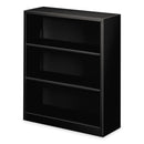 HON Metal Bookcase, Three-Shelf, 34.5w x 12.63d x 41h, Black