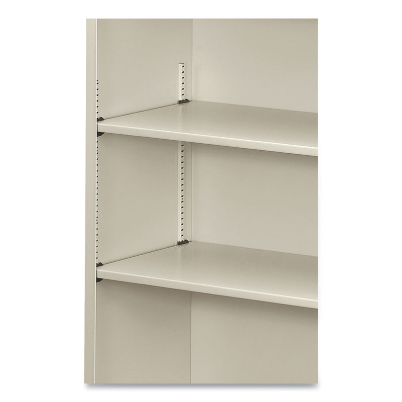 HON Metal Bookcase, Three-Shelf, 34.5w x 12.63d x 41h, Light Gray
