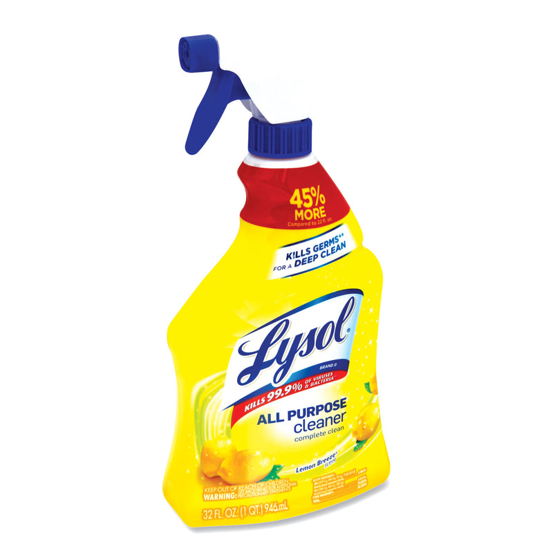 LYSOL Ready-to-Use All-Purpose Cleaner, Lemon Breeze, 32 oz Spray Bottle, 12/Carton