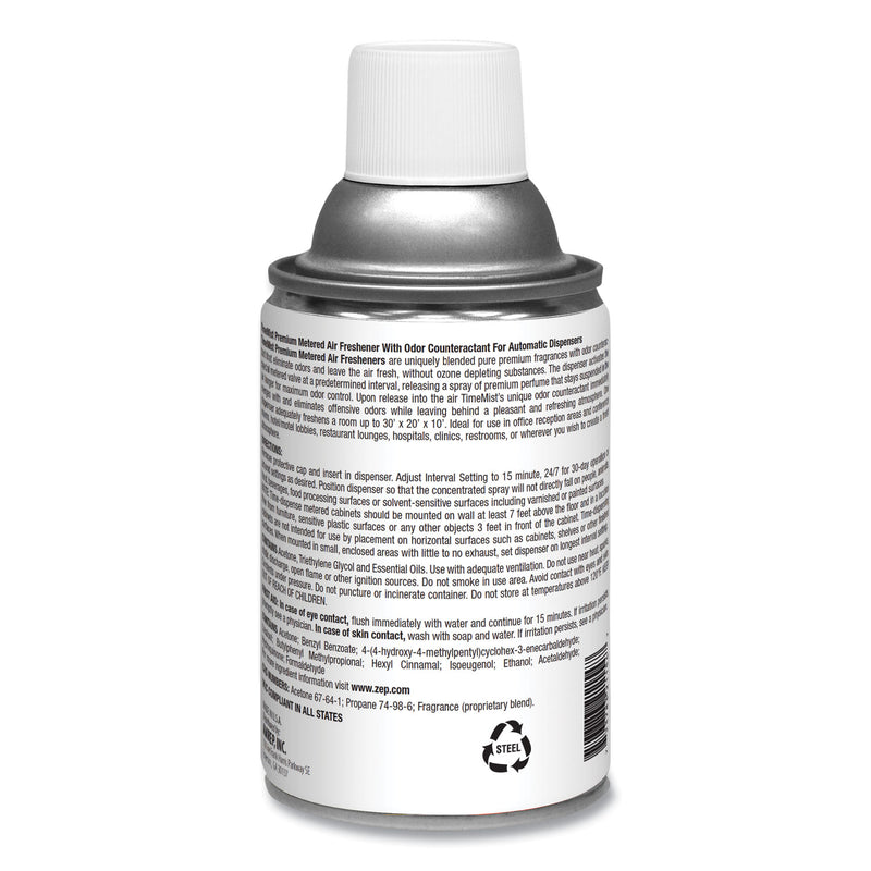 TimeMist Premium Metered Air Freshener Refill, Wildwood Fig, 6.6 oz Aerosol Spray, 12/Carton