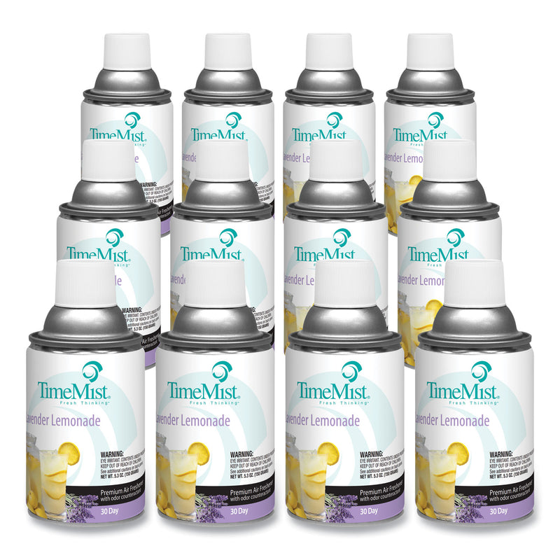 TimeMist Premium Metered Air Freshener Refill, Lavender Lemonade, 5.3 oz Aerosol Spray, 12/Carton