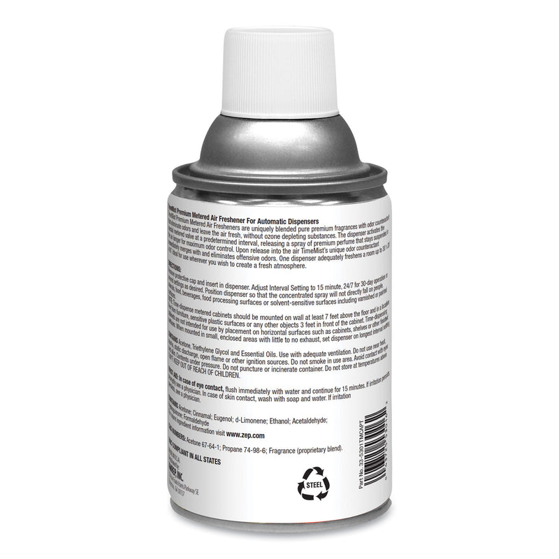 TimeMist Premium Metered Air Freshener Refill, Cinnamon, 6.6 oz Aerosol Spray, 12/Carton