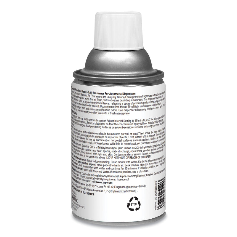 TimeMist Premium Metered Air Freshener Refill, Baby Powder, 5.3 oz Aerosol Spray, 12/Carton