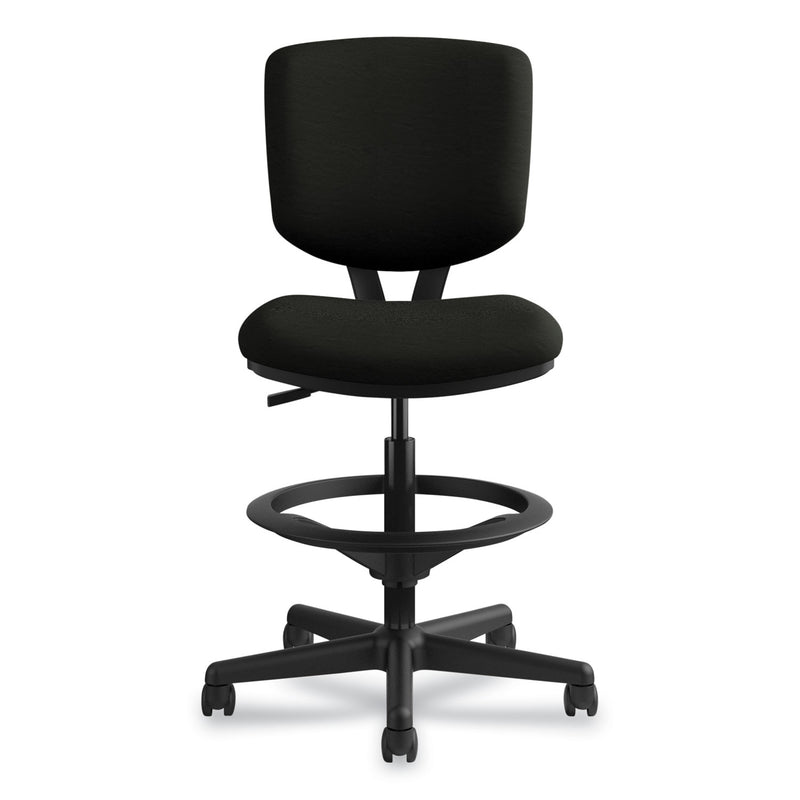 HON Volt Series Leather Adjustable Task Stool, Supports Up to 275 lb, 22.88" to 32.38" Seat Height, Black