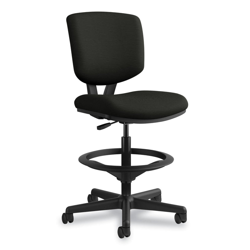 HON Volt Series Leather Adjustable Task Stool, Supports Up to 275 lb, 22.88" to 32.38" Seat Height, Black