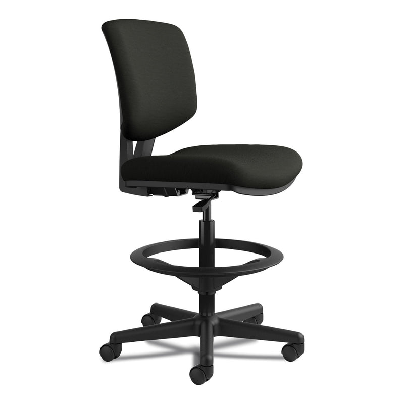 HON Volt Series Leather Adjustable Task Stool, Supports Up to 275 lb, 22.88" to 32.38" Seat Height, Black