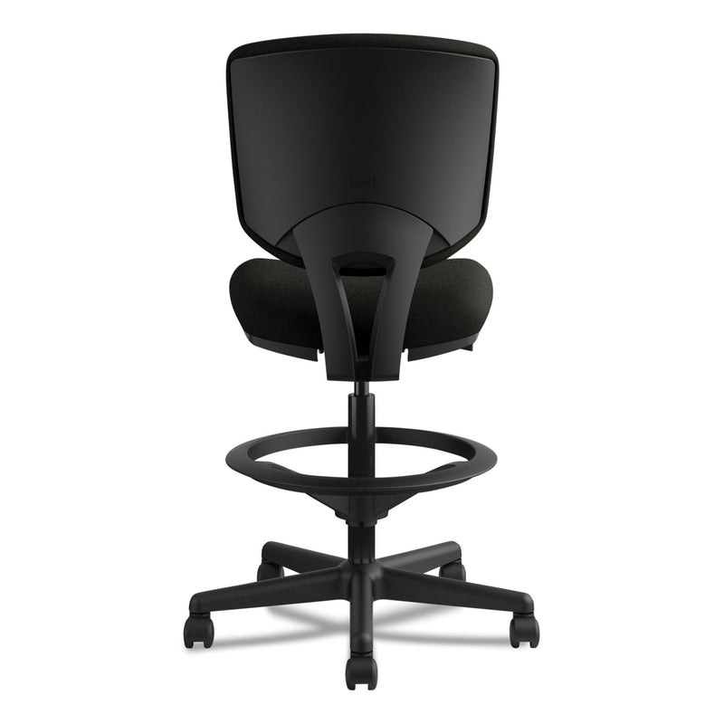 HON Volt Series Leather Adjustable Task Stool, Supports Up to 275 lb, 22.88" to 32.38" Seat Height, Black