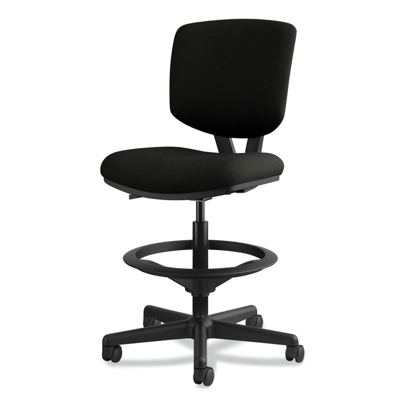 HON Volt Series Leather Adjustable Task Stool, Supports Up to 275 lb, 22.88" to 32.38" Seat Height, Black