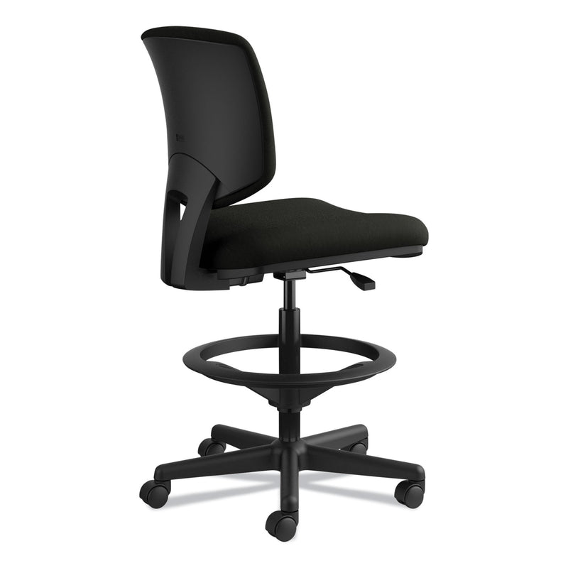 HON Volt Series Leather Adjustable Task Stool, Supports Up to 275 lb, 22.88" to 32.38" Seat Height, Black