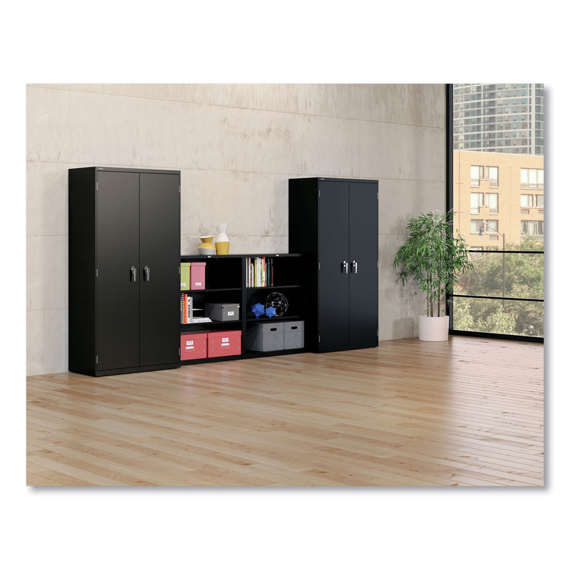 HON Metal Bookcase, Three-Shelf, 34.5w x 12.63d x 41h, Black