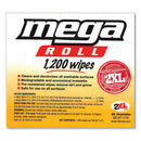 2XL Gym Wipes Mega Roll Refill, 8 x 8, White, 1,200/Roll, 2 Rolls/Carton