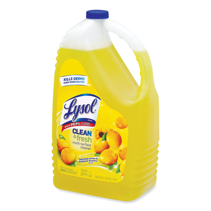 LYSOL Clean and Fresh Multi-Surface Cleaner, Sparkling Lemon and Sunflower Essence, 144 oz Bottle, 4/Carton