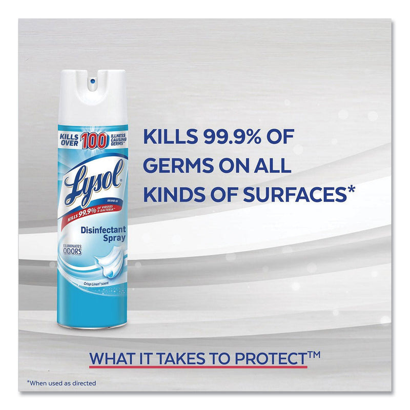 LYSOL Disinfectant Spray To Go, Crisp Linen, 1 oz Aerosol Spray, 12/Carton