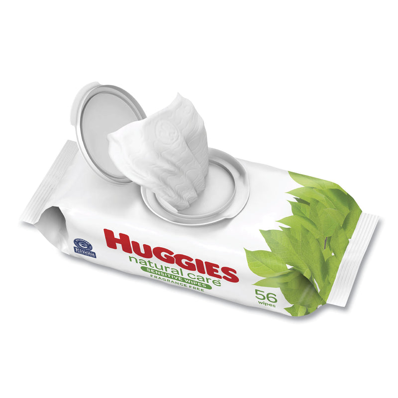 Huggies Natural Care Sensitive Baby Wipes, 3.88 x 6.6, Unscented, White, 56/Pack, 8 Packs/Carton