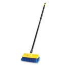 Rubbermaid Bi-Level Deck Scrub Brush, Blue Polypropylene Bristles, 10" Brush, 10" Plastic Block, Threaded Hole
