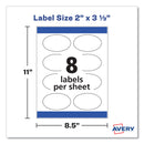 Avery Oval Labels w/ Sure Feed and Easy Peel, 2 x 3.33, Glossy White, 80/Pack