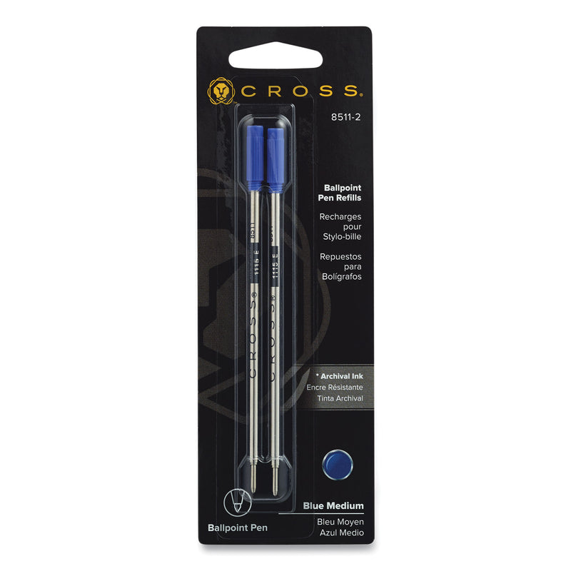 Cross Refills for Cross Ballpoint Pens, Medium Conical Tip, Blue Ink, 2/Pack