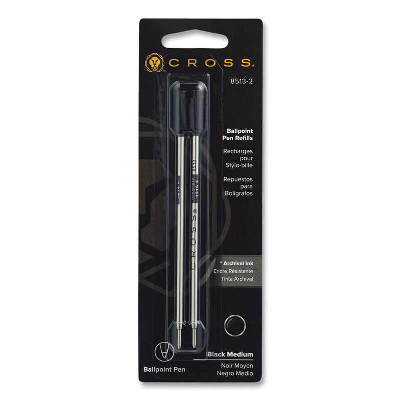 Cross Refills for Cross Ballpoint Pens, Medium Conical Tip, Black Ink, 2/Pack