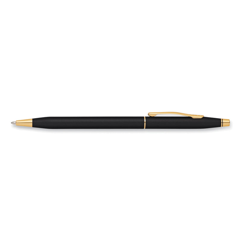 Cross Classic Century Twist-Action Ballpoint Pen, Retractable, Medium 1 mm, Black Ink, Black/Gold Barrel