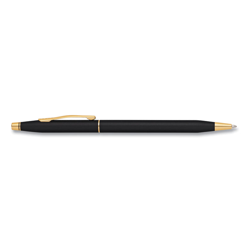 Cross Classic Century Twist-Action Ballpoint Pen, Retractable, Medium 1 mm, Black Ink, Black/Gold Barrel