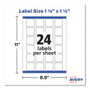 Avery Square Labels with Sure Feed and TrueBlock, 1.5 x 1.5, White, 600/Pack