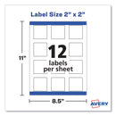 Avery Square Labels with Sure Feed and TrueBlock, 2 x 2, White, 300/Pack